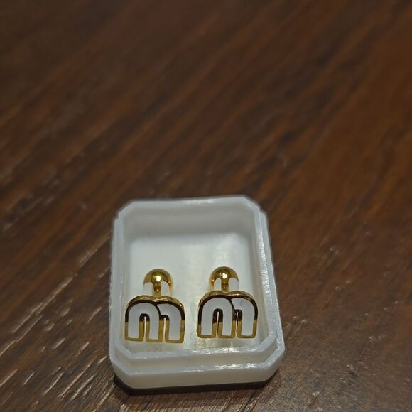 Gold Monogram Earrings - Picture 1 of 2